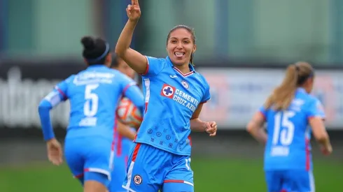 Ciudad de Mexico, 25 de septiembre de 2022. Daniela Monroy en festejo de gol, durante el partido de la jornada 14 del torneo Apertura 2022 de la Liga BBVA MX Femenil, entre las Celestes del Cruz Azul y las Xolas de Tijuana, celebrado en La Noria. Foto: Imago7/ Eloisa Sánchez