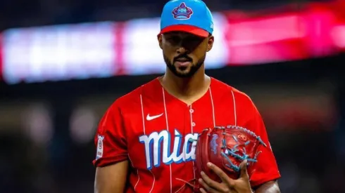 Sandy Alcántara, pitcher de los Marlines de Miami, en la temporada 2022.