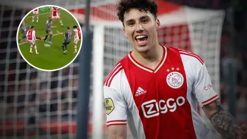 Asistencia de Edson Álvarez para que Jorge Sánchez anote el primero.