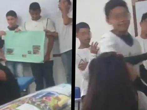 VIDEO: Niña se burla de la presentación de su compañero y esta es la repudiable reacción de él