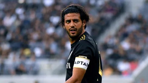LOS ANGELES, CALIFORNIA - JULY 06: Carlos Vela #10 of Los Angeles FC reacts for a call from the referee during the first half against the Vancouver Whitecaps at Banc of California Stadium on July 06, 2019 in Los Angeles, California. (Photo by Harry How/Getty Images)