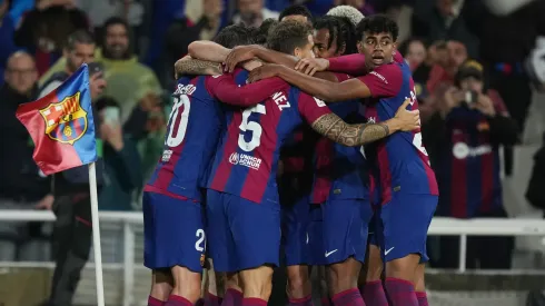 Los jugadores de Barcelona, a puro festejo.