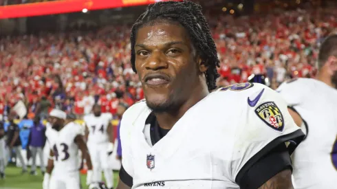 El mariscal de campo de los Baltimore Ravens, Lamar Jackson, en el choque entre Baltimore Ravens y Kansas City Chiefs.