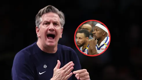 Chris Finch, Stephen Curry y Jimmy Butler.