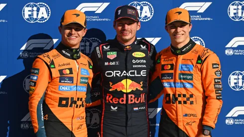 Lando Norris, Max Verstappen y Oscar Piastri