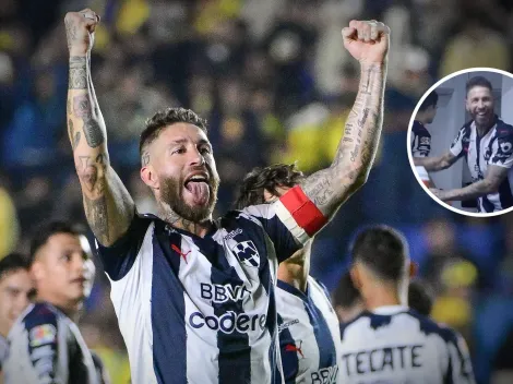 Así fue el festejo de Sergio Ramos y Rayados en el vestidor