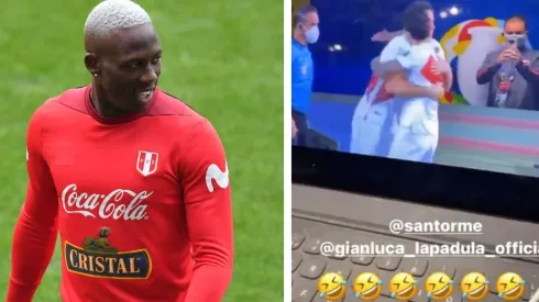 Divertido aliento de Luis Advíncula para Lapadula y Ormeño: "Buena bambino, vamos wey"