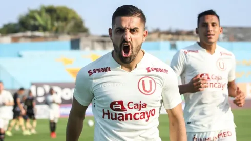 Luis Urruti celebra su gol con Universitario frente a Cusco. Foto: Liga Profesional de Fútbol (Flickr)