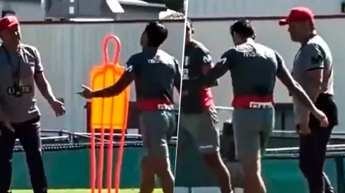 La dura reprimenda de Reynoso a Lapadula luego de fallar. (Foto: Captura de video)