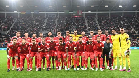 MAINZ, GERMANY – MARCH 25: The Peru team line up on the pitch prior to the international friendly match between Germany and Peru at MEWA Arena on March 25, 2023 in Mainz, Germany. (Photo by Stuart Franklin/Getty Images)
