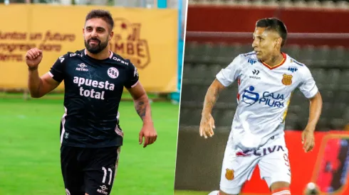 Luis Urruti, delantero de Sport Boys, y Raúl Ruidíaz, atacante del Atlético Grau.