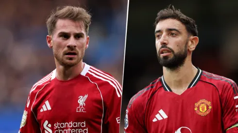 Alexis Mac Allister y Bruno Fernandes, figuras de Liverpool y Manchester United.