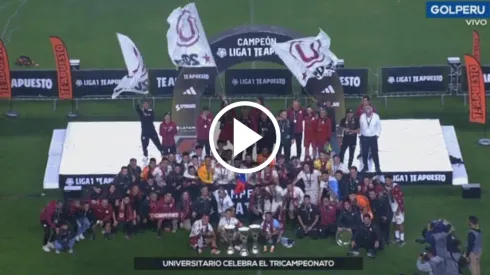 Los festejos de Universitario, tricampeón nacional en Perú.