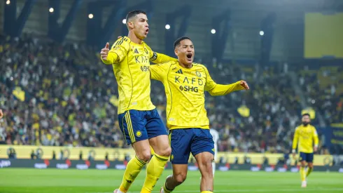 El festejo de Cristiano Ronaldo por sus goles con Al Nassr ante Al Okhdood.