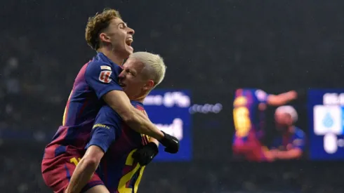 Fermín López y Dani Olmo celebrando ante Espanyol.