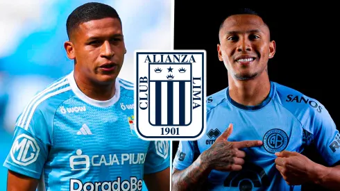 Fernando Pacheco y Bryan Reyna con el escudo de Alianza Lima.