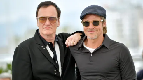 Quentin Tarantino and Brad Pitt attend the photocall for "Once Upon A Time In Hollywood" during the 72nd annual Cannes Film Festival.