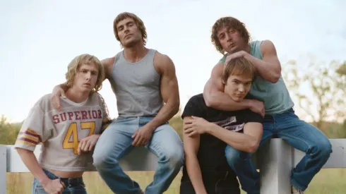 Zac Efron, Jeremy Allen White, Stanley Simons and Harris Dickinson in The Iron Claw.