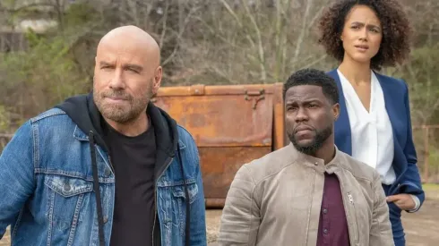John Travolta, Kevin Hart and Nathalie Emmanuel in "Die Hart".