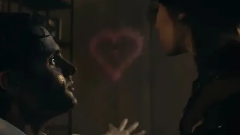 Penn Badgley and Ariana Grande in the music video for "The Boy is Mine".