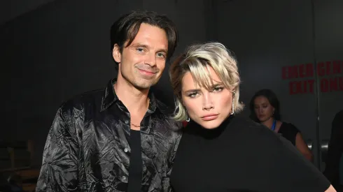 Sebastian Stan and Florence Pugh attend the Marvel Studios Panel in Hall H at SDCC in San Diego, California on July 27, 2024.