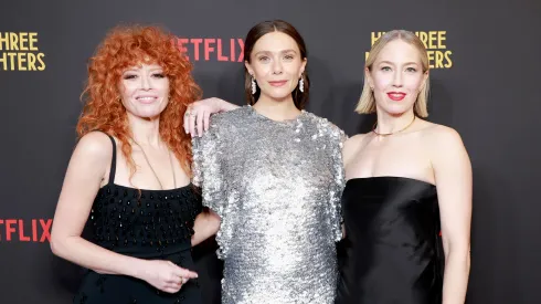 Natasha Lyonne, Elizabeth Olsen, and Carrie Coon attend the New York Special Screening of Netflix's His Three Daughters on September 05, 2024 in New York City.