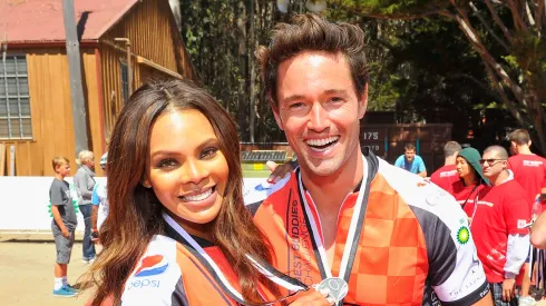 Crystle Stewart and Max Sebrechts wear their medals after crossing the finish line of the Best Buddies Challenge: Hearst Castle Rideon September 8, 2012 in San Simeon, California. (Source: Steve Jennings/Getty Images For Best Buddies And Zenith)