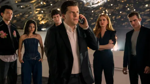 Jesse Eisenberg, Isla Fisher, Dominic Sessa, Dave Franco, Justice Smith, and Ariana Greenblatt in Now You See Me 3 (2025)