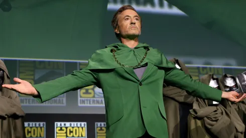 Robert Downey Jr. speaks onstage during the Marvel Studios Panel.