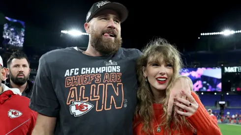 Travis Kelce and Taylor Swift in 2024.