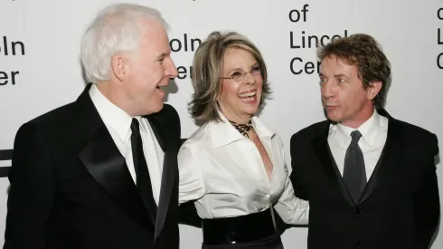 Actors Steve Martin, Diane Keaton and Martin Short attend the Film Society of Lincoln Center's Annual Gala Tribute to honor actress Diane Keaton at Avery Fisher Hall on April 9, 2007 in New York City. (Photo by Evan Agostini/Getty Images)