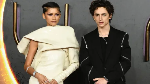 Zendaya and Timothée Chalamet attend the UK Special Screening of "Dune" at Odeon Luxe Leicester Square on October 18, 2021 in London, England. (Photo by Jeff Spicer/Jeff Spicer/Getty Images for Warner Bros )