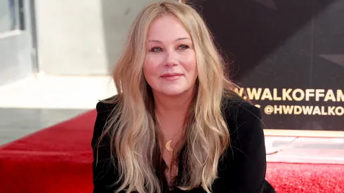 Christina Applegate poses with her star during her Hollywood Walk of Fame Ceremony in 2022.