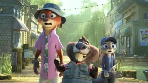 Jason Bateman, Ginnifer Goodwin and Fortune Feimster in "Zootopia 2."