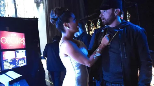 Salma Hayek con Eminem en los Oscars