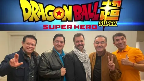 Elenco del doblaje latino de 'Dragon Ball Super: Super hero' (Carlos Segundo voz de 'Piccolo', Eduardo Garza - director de doblaje, René García voz de 'Vegeta', Mario Castañeda voz de 'Goku' y Luis Manuel Ávila voz de 'Gohan')