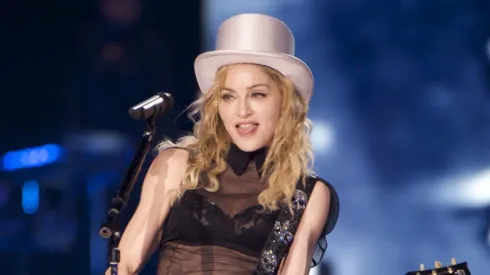 MADRID, SPAIN - JULY 23: Singer Madonna performs on stage at Vicente Calderon Stadium on July 23, 2009 in Madrid, Spain. (Photo by Carlos Alvarez/Getty Images)
