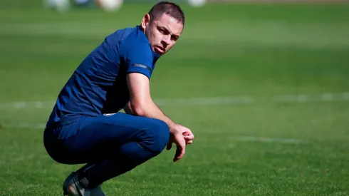 Aguilar no pudo terminar su práctica de hoy.