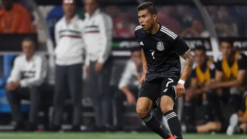 Orbelín Pineda en uno de los amistosos de México.