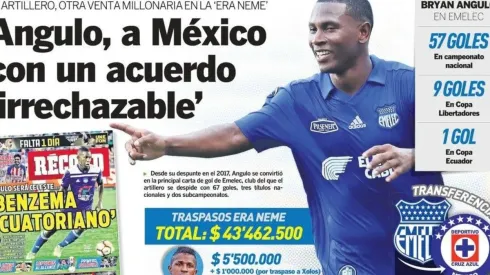 Llegada de Bryan Angulo a Cruz Azul se roba las portadas en Ecuador