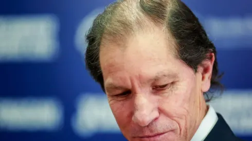 Jaime Ordiales en una rueda de prensa con Cruz Azul