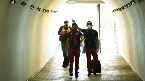 Llegada de los jugadores al duelo ante León