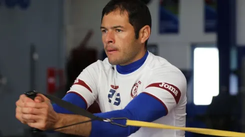 Pablo Aguilar durante el entrenamiento de este lunes