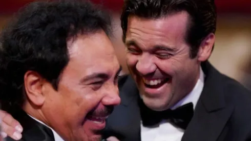 Hugo Sánchez y Santiago Solari en una entrega de premios