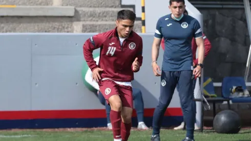 Misael en el entrenamiento de este miércoles