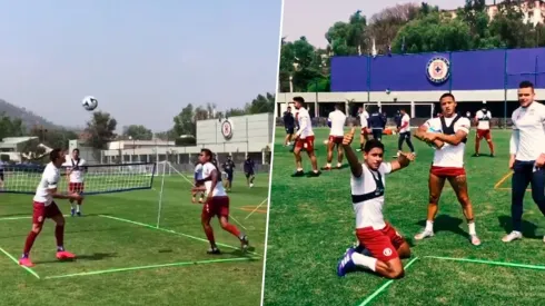 Luis Romo ganó en el fut tenis durante el entrenamiento de Cruz Azul en La Noria.
