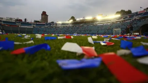 Postal de un encuentro de Cruz Azul en el Estadio Azul