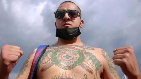 Aficionado de Cruz Azul en el Estadio Azteca