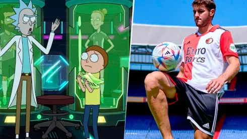 Santi Giménez lució los botines de Rick y Morty en su presentación con el Feyenoord.