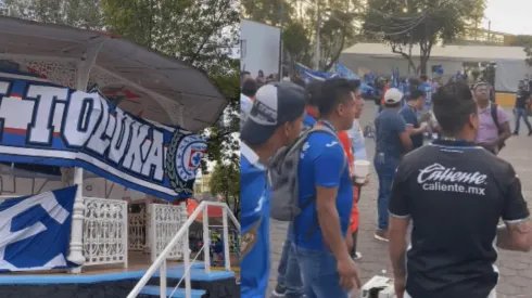 Los aficionados reunidos en el punto de encuentro